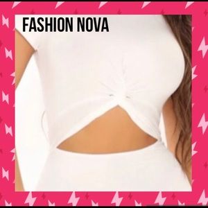 Fashion Nova white bodycon mini dress (s)